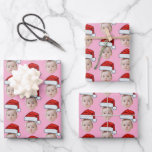 Custom Face Head Photo Santa Hat Christmas Pink Wrapping Paper Sheet<br><div class="desc">Custom Face Head Photo Santa Hat Christmas Pink Gift Wrap, Replace the face of this baby with your favorite photo (make sure to crop as much to the face as possible and use an app to remove the background) and personalize this funny Christmas Holiday Wrapping Paper with your kid, husband,...</div>