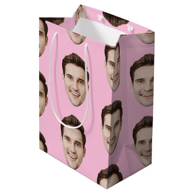 Custom Face Personalised Birthday Wedding Party Medium Gift Bag (Back Angled)