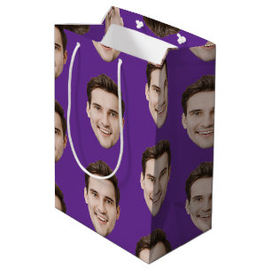 Custom Face Personalized Birthday Wedding Party Medium Gift Bag