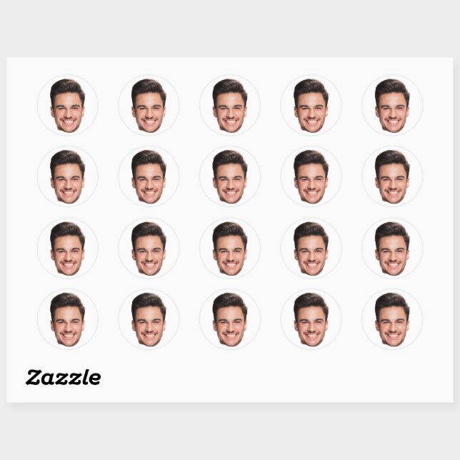 Custom Face Photo Classic Round Sticker (Sheet)
