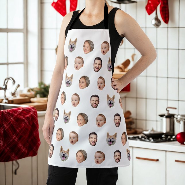 Custom Face Photo Family Gift, 4 Photos Faces Apron (Creator Uploaded)