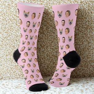 Custom Face Photo Family Gift, 4 Photos Faces Socks