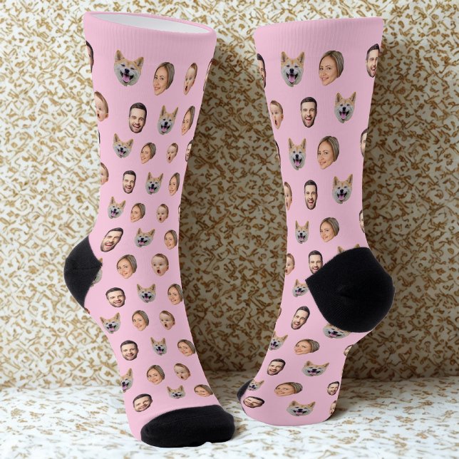 Custom Face Photo Family Gift, 4 Photos Faces Socks (Creator Uploaded)