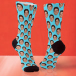 Custom Face Photo Light Blue Crew Socks<br><div class="desc">**Custom Face Photo Light Blue Crew Socks** Personalised Funny Face Photo Socks in bright aqua blue. Looking for the perfect Make your own custom socks covered in anybody's face, with this easy to use template. Simply upload a cutout picture of the face or object you wish to use with a...</div>