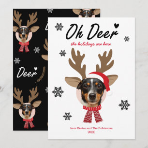 Custom Face Photo Reindeer Christmas Holiday White Card