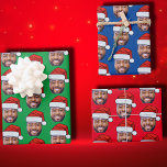 Custom Face Photo Santa Face Hat Wrapping Paper Sheet<br><div class="desc">Custom Face Photo Santa Face Repeating Pattern Christmas, Replace the face of this santa with your favourite photo (make sure to crop as much to the face as possible and use an app to remove the background) and personalise this funny Christmas Holiday Wrapping Paper with your kid, husband, or boyfriend...</div>