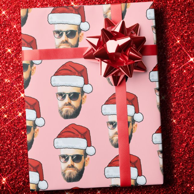 Custom Face Photo Santa Face Wrapping Paper (Creator Uploaded)