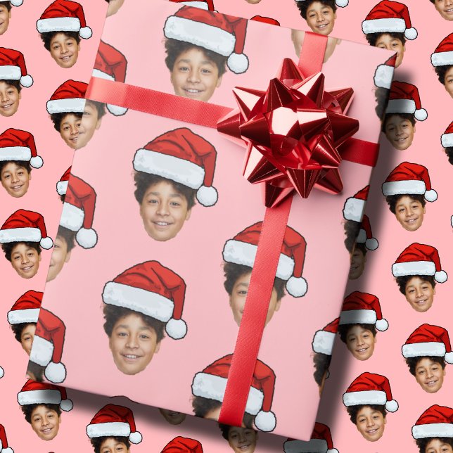 Custom Face Photo Santa Face Wrapping Paper (Creator Uploaded)