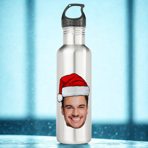 Custom Face Photo Santa Hat Christmas 710 Ml Water Bottle