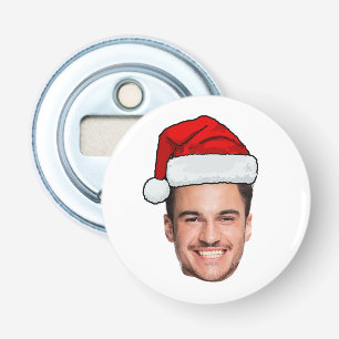 Custom Face Photo Santa Hat Christmas Bottle Opener