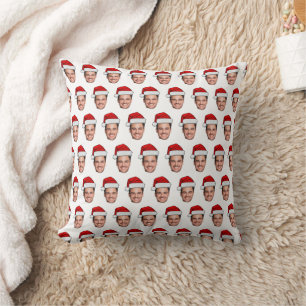 Custom Face Photo Santa Hat Christmas Cushion