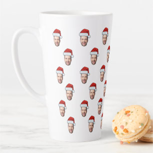 Custom Face Photo Santa Hat Christmas Gift Latte Mug