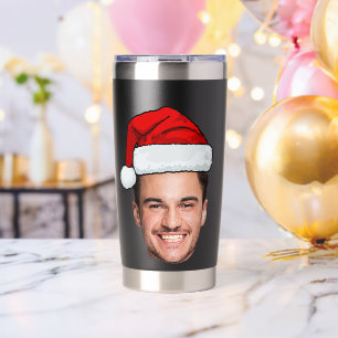 Custom Face Photo Santa Hat Christmas Insulated Tumbler
