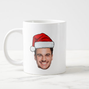 Custom Face Photo Santa Hat Christmas Large Coffee Mug