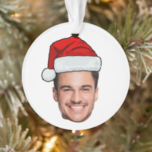 Custom Face Photo Santa Hat Christmas Ornament