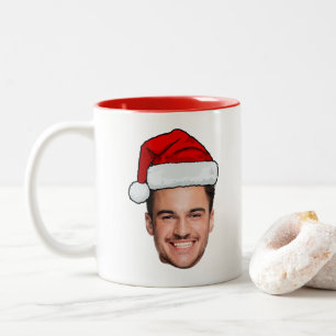 Custom Face Photo Santa Hat Christmas Two-Tone Coffee Mug