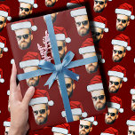 Custom Face Photo Santa Hat Christmas Wrapping Paper<br><div class="desc">Custom Face Photo Santa Hat Christmas Wrapping Paper</div>