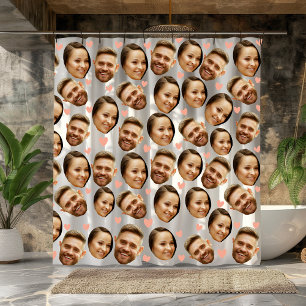 Custom Face Picture Heart Funny Couple Pattern Shower Curtain