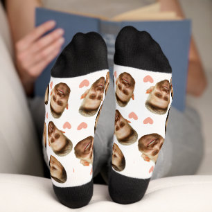 Custom Face Picture Heart Funny Couple Pattern Socks