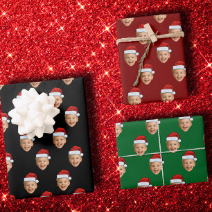 Custom Face Santa Claus Hat Christmas Holiday Gift Wrapping Paper Sheet