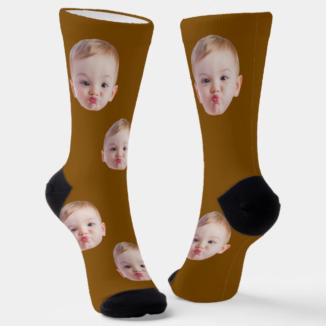 Custom Face Socks Gift Personalized Kids Mens Dad (Angled)