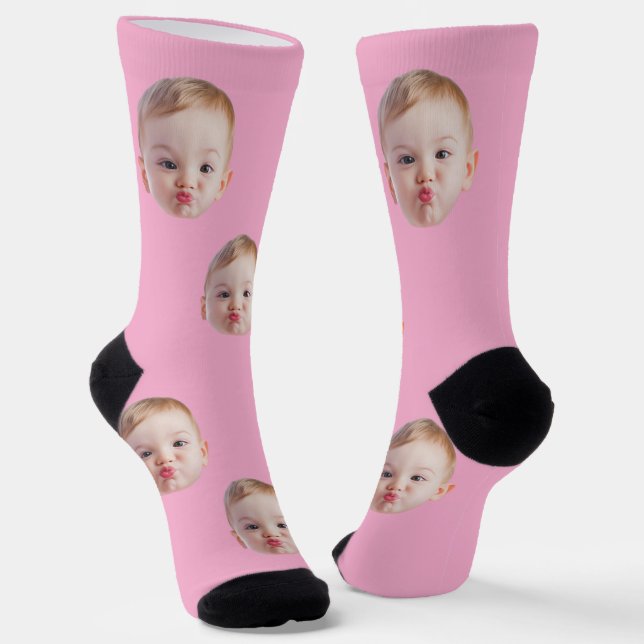 Custom Face Socks Gift Personalized Kids Mens Dad (Angled)