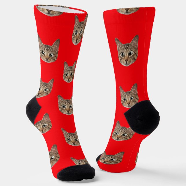 Custom Face Socks Personalised Cat Lovers Socks  (Angled)
