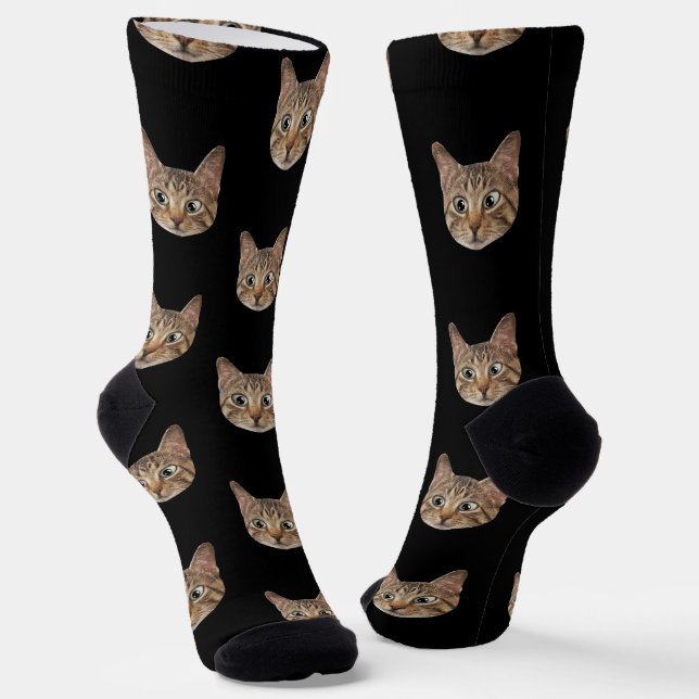 Custom Face Socks Personalised Cat Lovers Socks  (Angled)