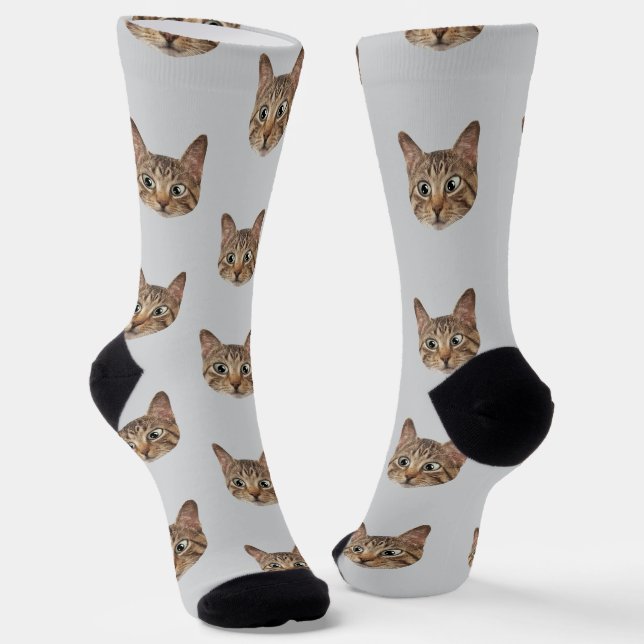 Custom Face Socks Personalised Cat Lovers Socks  (Angled)