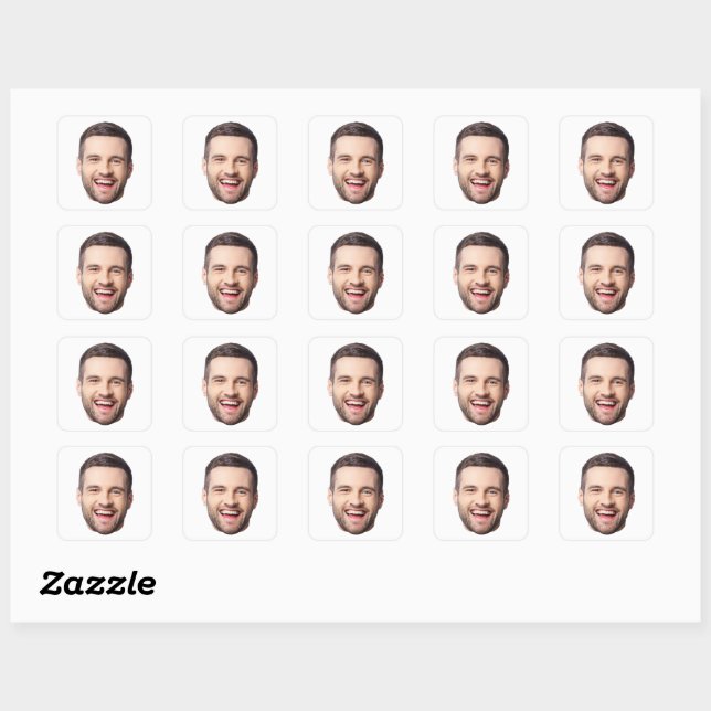 Custom Face Stickers, Personalised Face Photo Square Sticker (Sheet)