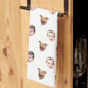 Custom Face, Unique Family Gift 3 Photos Face Tea Towel