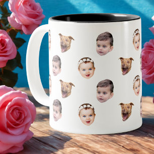 Custom Face, Unique Family Gift 3 Photos Face Two-Tone Coffee Mug