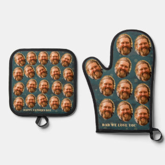 Custom Faces Photo Pattern Funny  Oven Mitt & Pot Holder Set