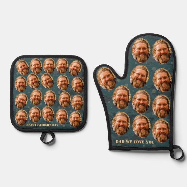 Custom Faces Photo Pattern Funny  Oven Mitt & Pot Holder Set (Front)