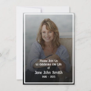 Custom Fade Photo Funeral Invitation Card