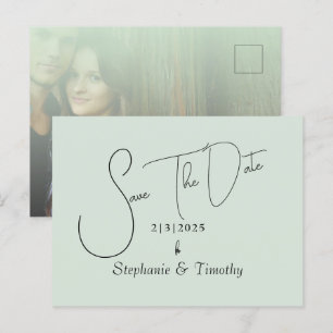 Custom Faded Photo Mint minimalist Invitation Postcard