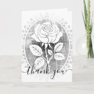 Custom Faded Vintage Rose Cameo Thank You Card
