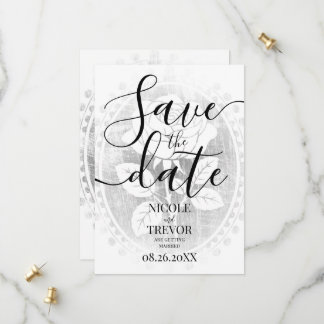 Custom Faded Vintage Rose Cameo Wedding Save The Date