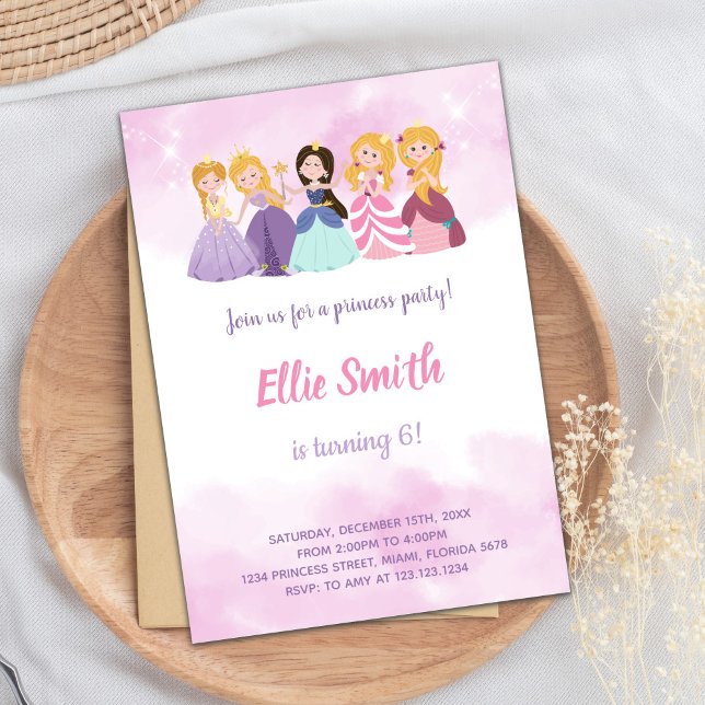 Custom Fairy Tale Birthday Card for Girls (Princesses Birthday Invitations)