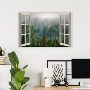 Custom Fake Faux Window  Poster