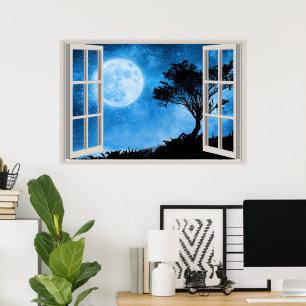 Custom Fake Faux Window  Poster