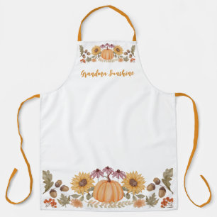 Custom Fall Autumn Floral Monogram Thanksgiving Apron