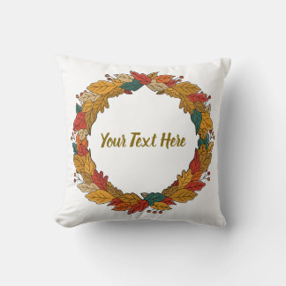 Custom Fall Leaf Wreath Circle Cushion