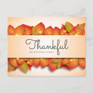 Custom Fall Leaves Thanksgiving Postcard