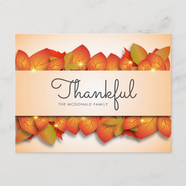 Custom Fall Leaves Thanksgiving Postcard (Front)