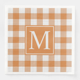 Custom Fall Pumpkin Orange Gingham Pattern Napkin
