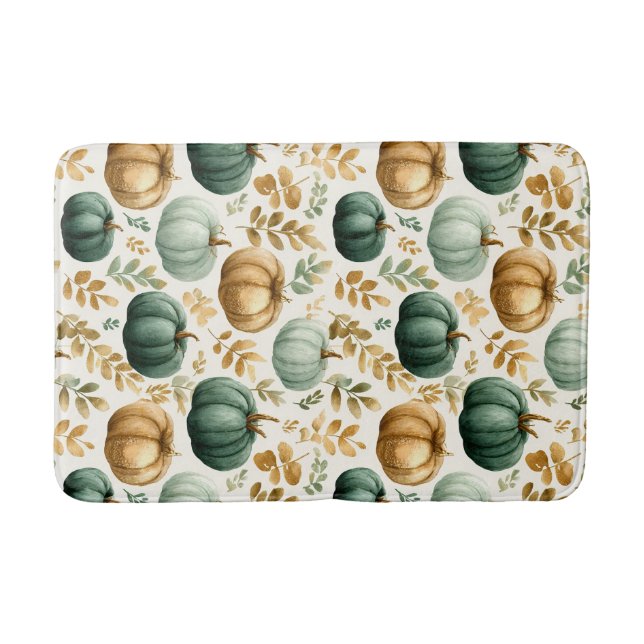 Custom Fall Pumpkin Photo Frame Bath Mat (Front)