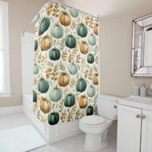 Custom Fall Pumpkin Photo Frame Shower Curtain