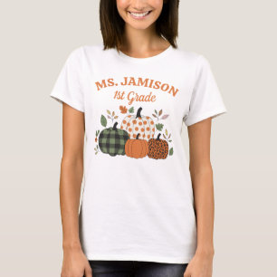 Custom Fall Pumpkin Teacher T-Shirt