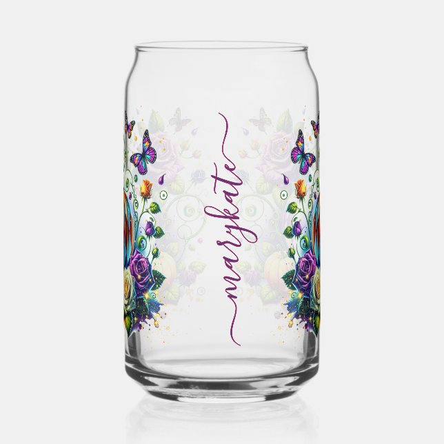 Custom Fall Thanksgiving Pumpkin, Gift for Her Can Glass (Left)